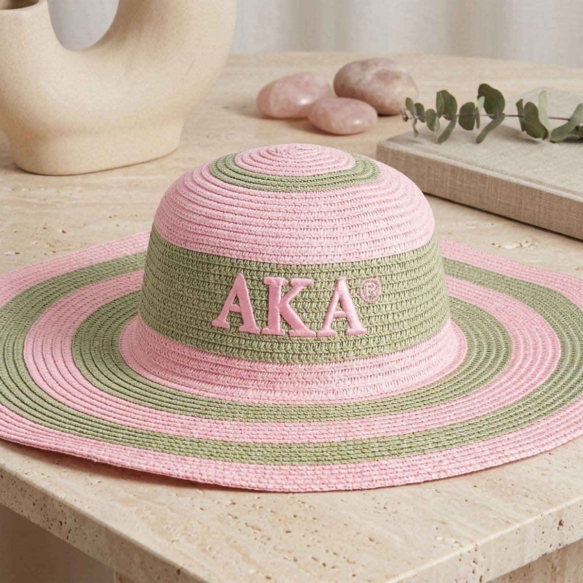 AKA Pink Raffia Embroidered Floppy Beach Sun Hat