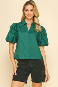 BUBBLE SLEEVE BLOUSE TOP - 5707TB: FAIRY RED / S
