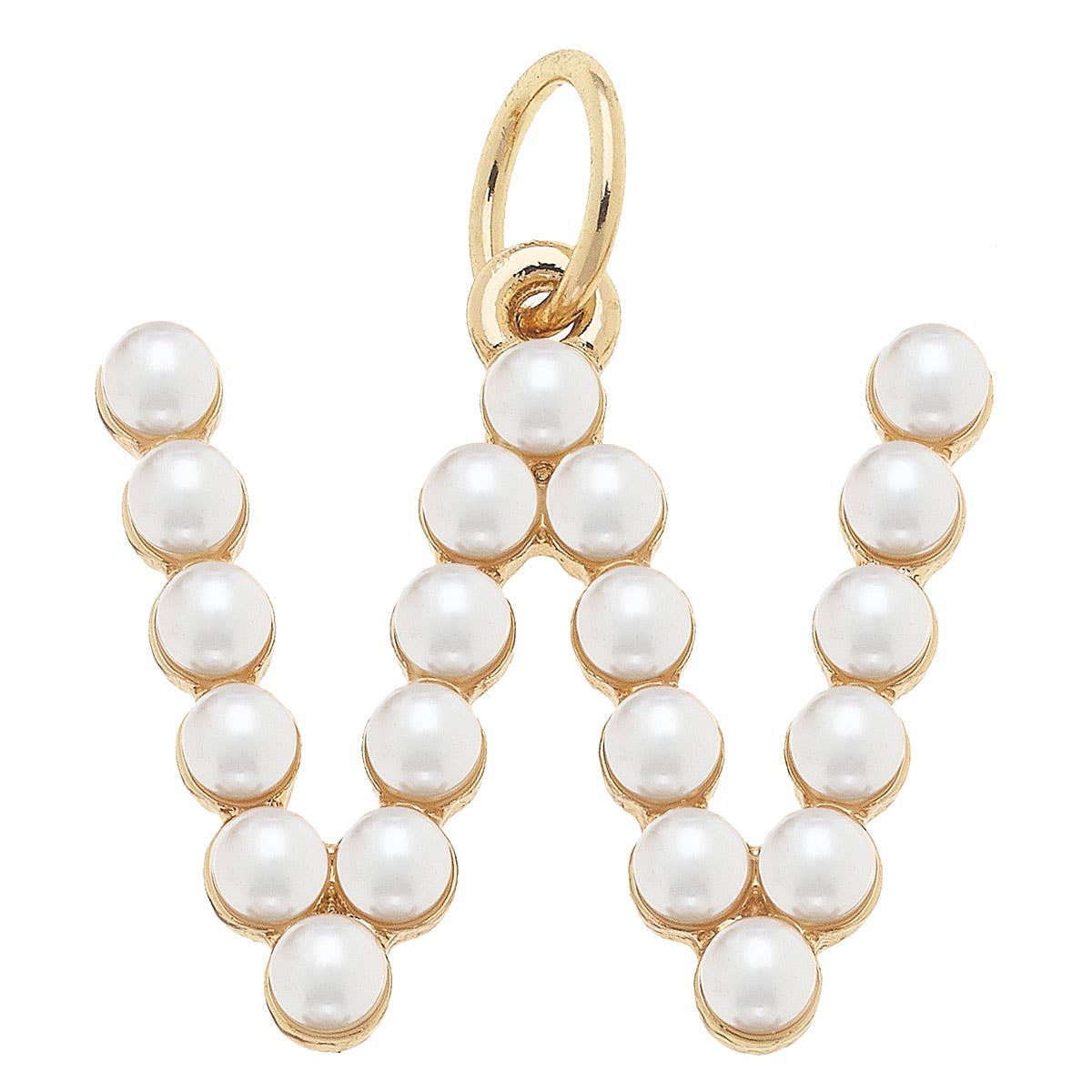 Pearl-Studded Letter Charm in Ivory: J
