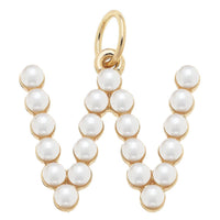 Pearl-Studded Letter Charm in Ivory: U