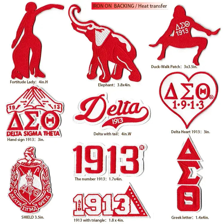 Divine 9 Sorority & Fraternity  Iron on Embroidered Patches: AKA, Delta Sigma Theta, Zeta Phi Beta, Alpha, Kappa, Sigma, Omega