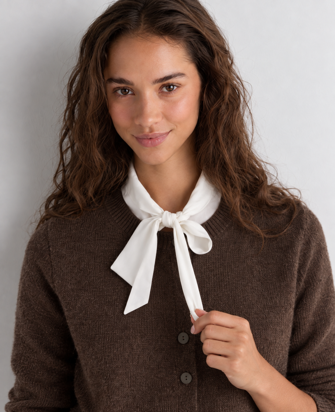 Cici White Bow Collar Chemisette