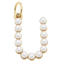 Pearl-Studded Letter Charm in Ivory: U