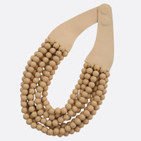 WOOD BEADED LAYERED MAGNETIC NECKLACE : Green