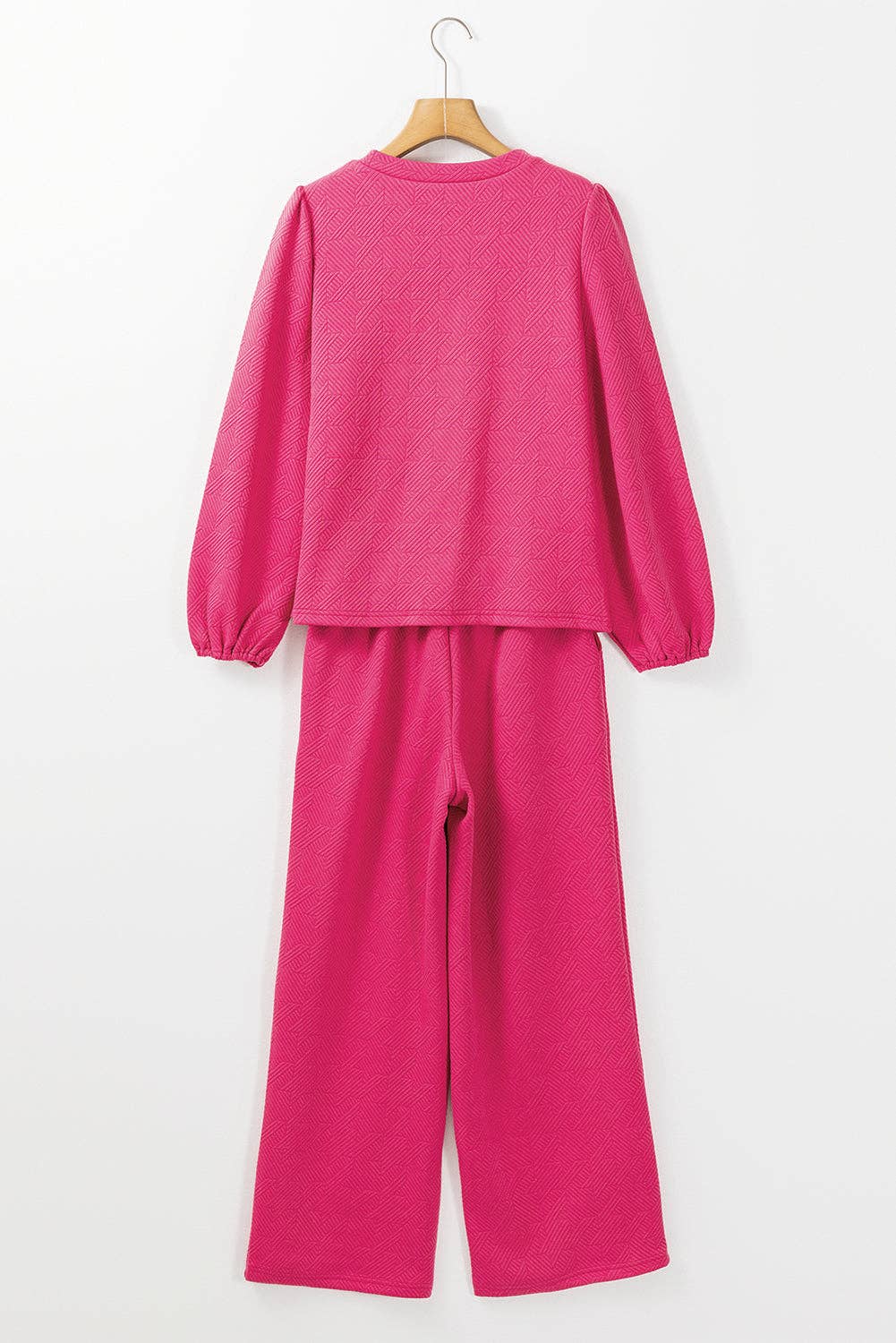 Puff Sleeve Top and Pants Set: Rose Red  or Black