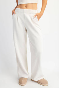 FLEECE PLEATED TROUSER: Dk Cherry / S-M-L(2-2-2)