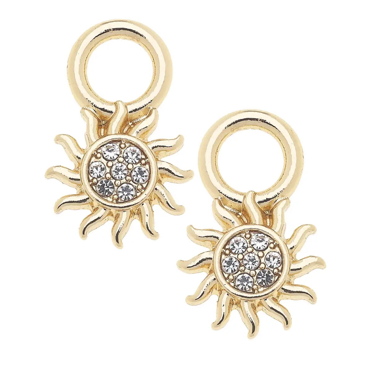 CANVAS STYLE CHARM BAR-Pave Sun Huggie Charm (Set of 2) in Shiny Gold