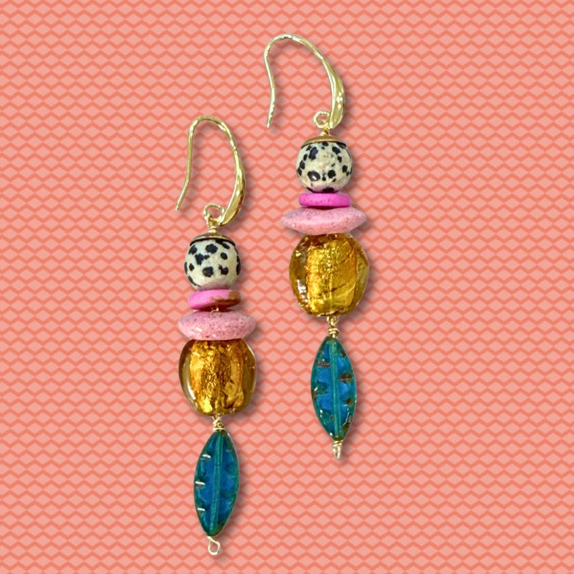 Beaded Dangle Earrings - Colorful Drops