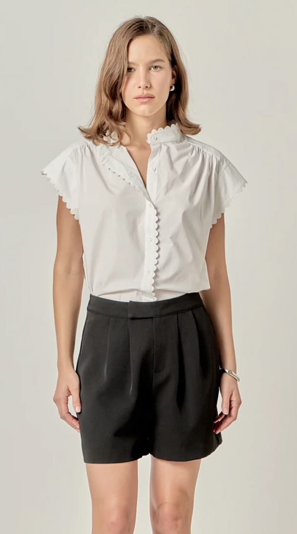 Billie Scallop Trim Ric Rac Short Sleeve Shirt