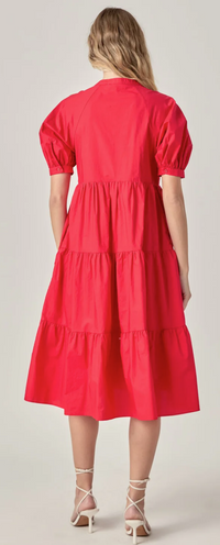 Jasmine Short Puff Sleeve Midi Dress