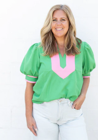 Janice Pink and Green Top