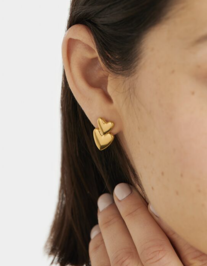 Eros Waterproof Gold Heart Earrings