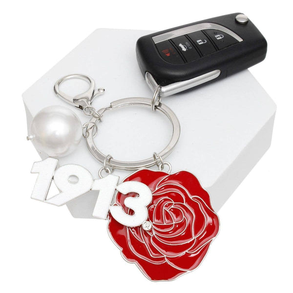 DST Sorority Flower 1913 Keychain and Bag Clips