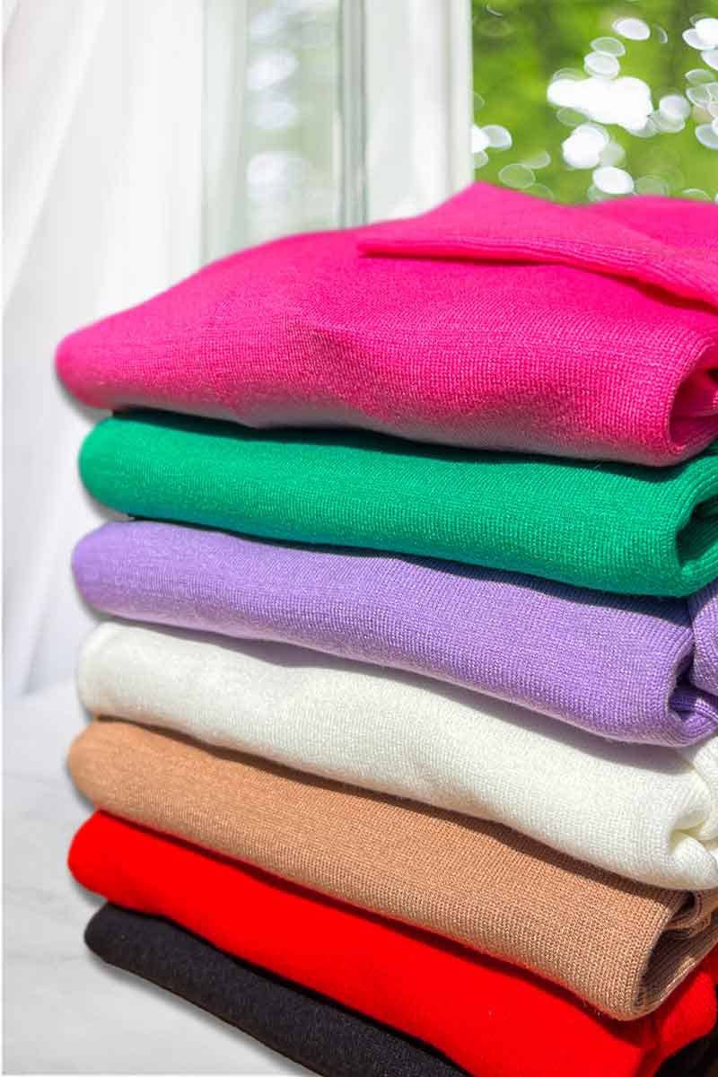 Carole Crew Neck Puff Long-Sleeve Knitted Sweater Top