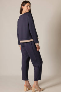 P. CILL Butter Modal Contrast Border Top: Black/Ivory / Large