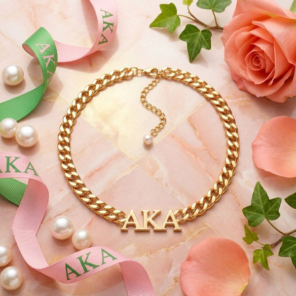 AKA Sorority Gold Chain Greek Letter Necklace