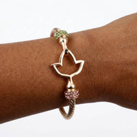 AKA Gold Cable Interlock Bangle: Pink and Green / Gold / 8 inches