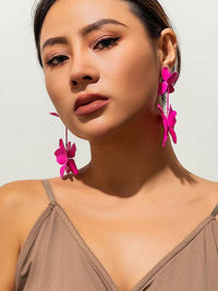 Flower Shape Drop Earrings Earrings Accessories: FUCHSIA / One_size
