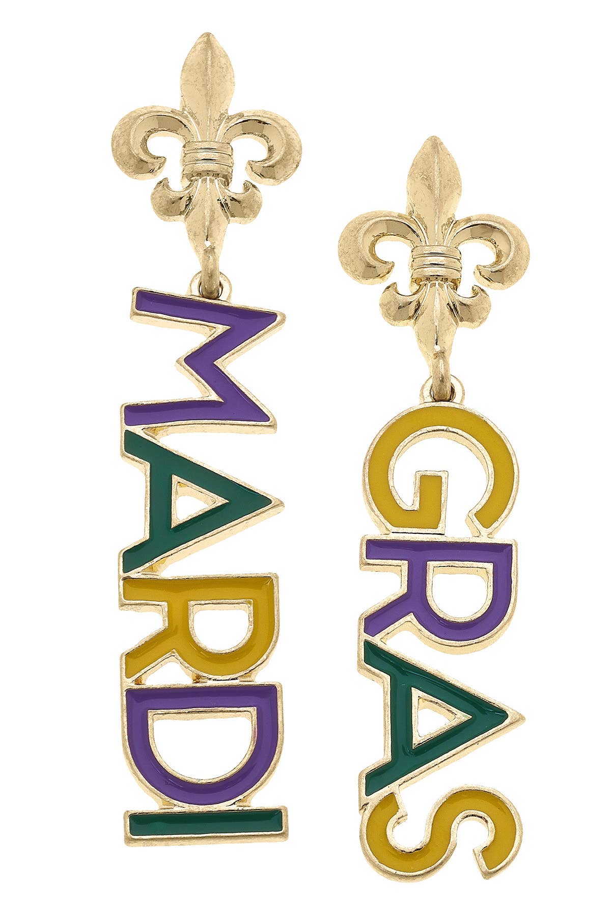 Mardi Gras Outline Enamel Earrings