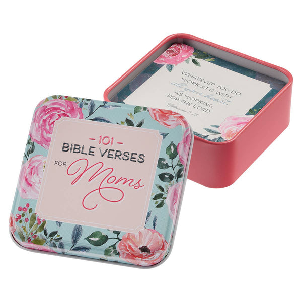 101 Bible Verses For Moms Coral Pink Scripture Cards in a Ti
