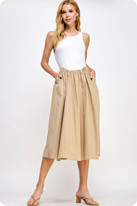 Carmen Knit Contrast Poplin Long Dress