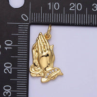 24K Gold Filled Prayer Hands Religious Add-On Charm | AC372