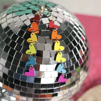 Rainbow Heart Chain Dangle Earrings