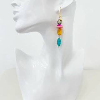 Beaded Dangle Earrings - Colorful Drops