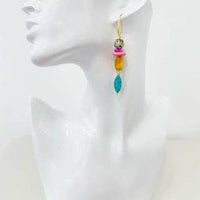 Beaded Dangle Earrings - Colorful Drops