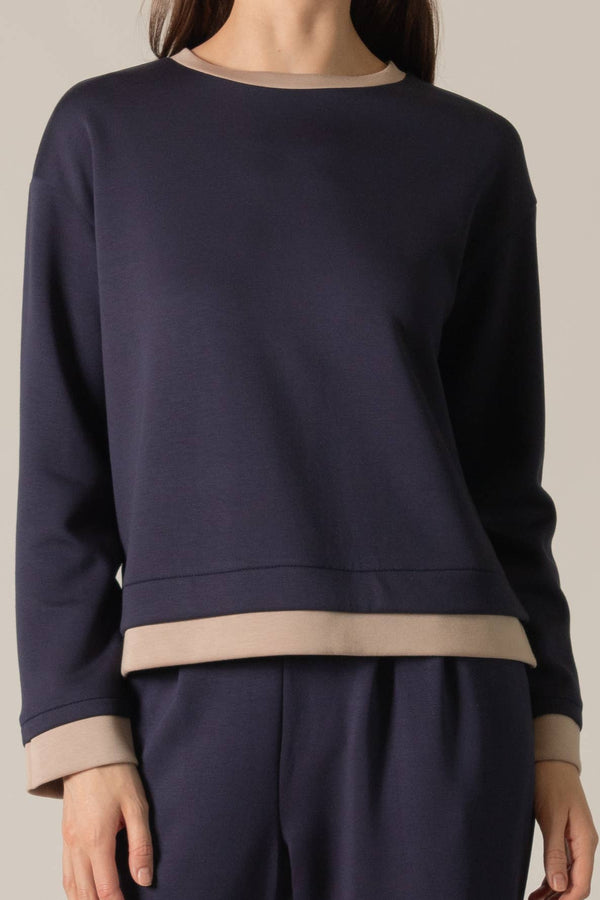 P. CILL Butter Modal Contrast Border Top: Black/Ivory / Large