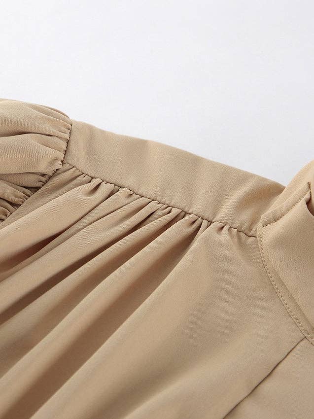 Bubble Sleeve Cropped Trench Coat Women Khaki N6D088: Khaki / S