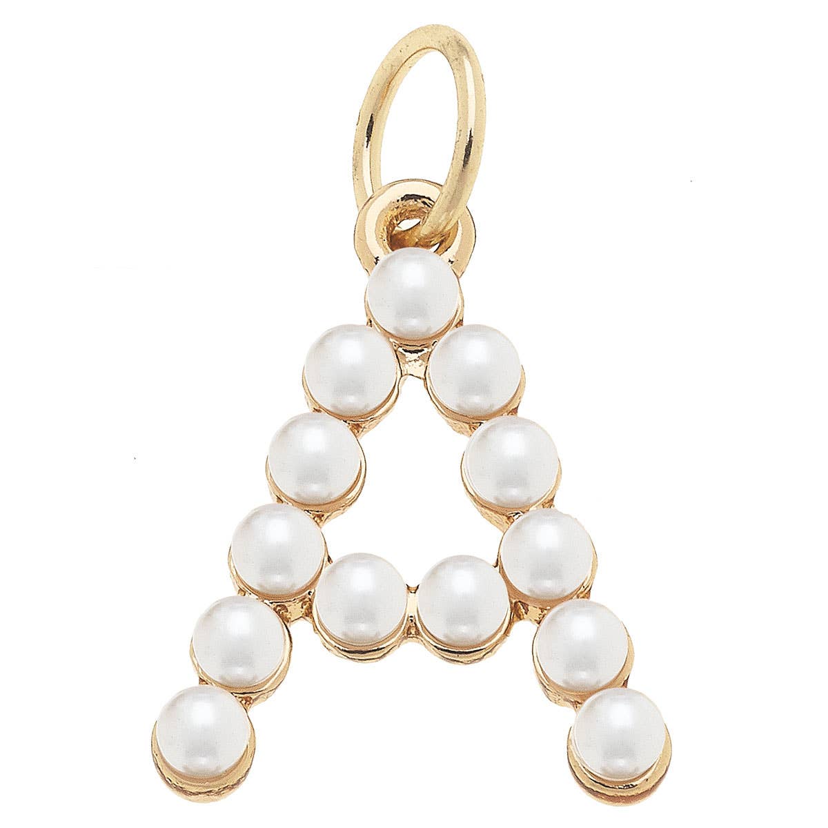 Pearl-Studded Letter Charm in Ivory: P