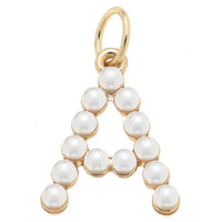 Pearl-Studded Letter Charm in Ivory: U