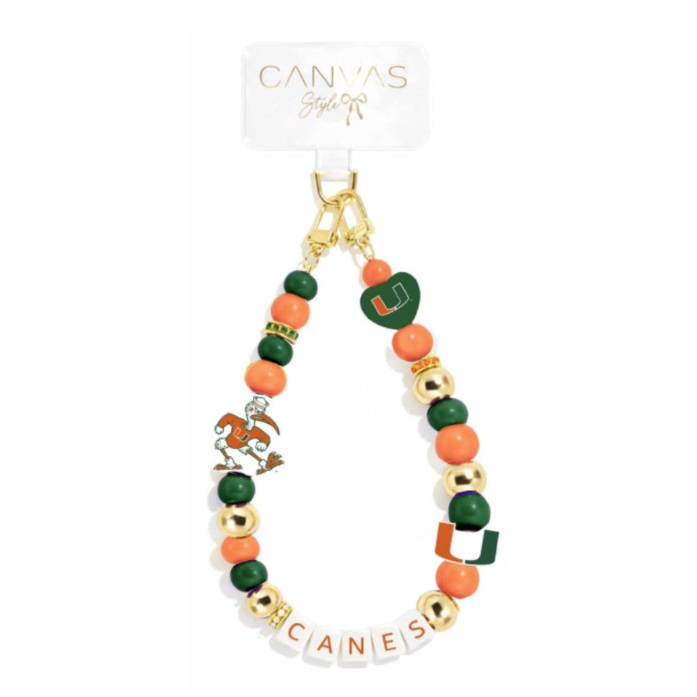 Miami Hurricanes Beaded Cellphone Wristlet