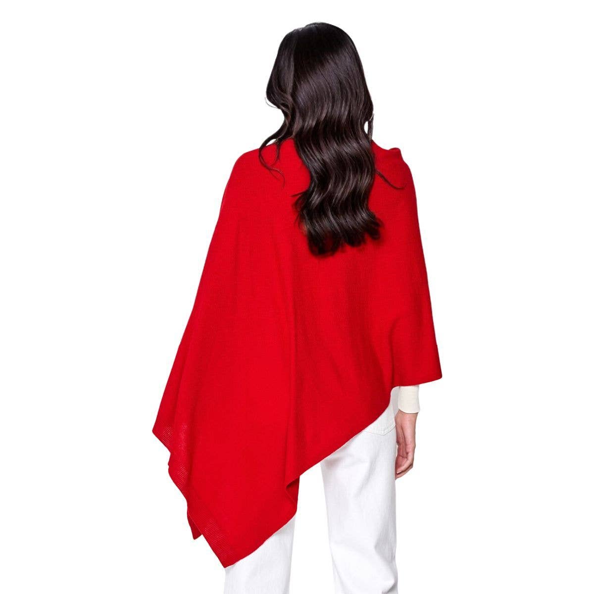 Scarf Poncho Acrylic Red Convertible Wrap for Women