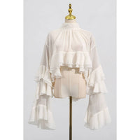 Cami Chiffon Tiered Loose Long Sleeve Sheer Blouse Top