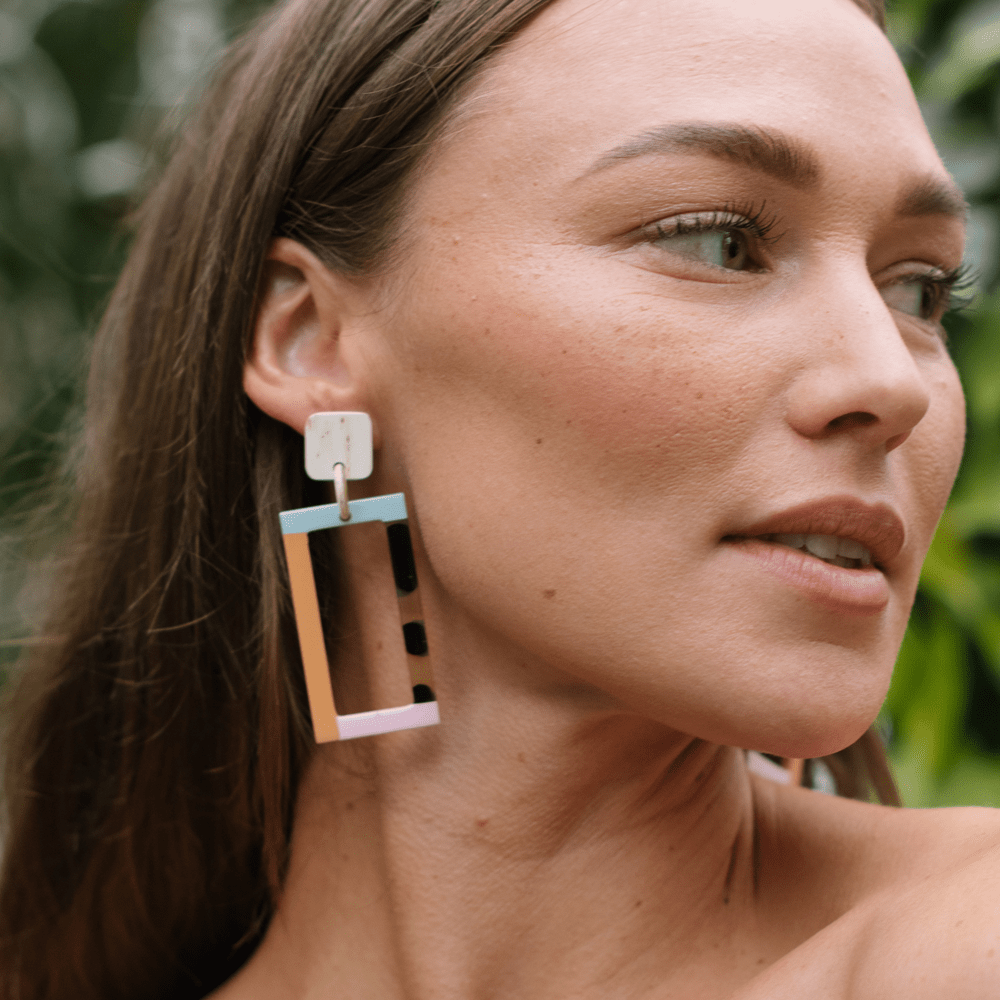 Gena Neutral Color Block Earrings