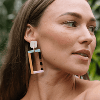 Gena Neutral Color Block Earrings