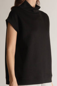 P. CILL Butter Modal Mock Neck Capped Sleeve Top: Black, Taupe  or Navy