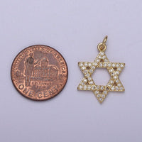 Wholesale Cubic Gold Star of David Charms, Cz Star Jewish Religious Pendant N-336