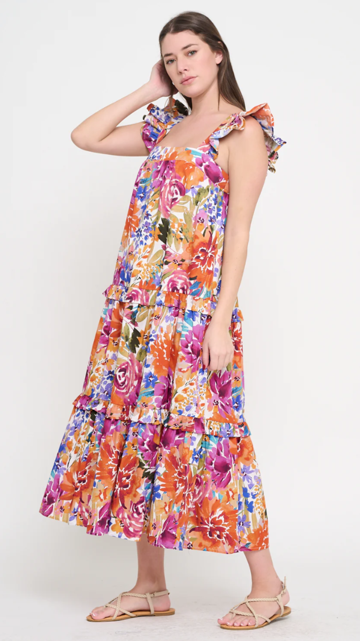Meet Me in Santorini Fall Fiesta Ruffle Maxi Dress