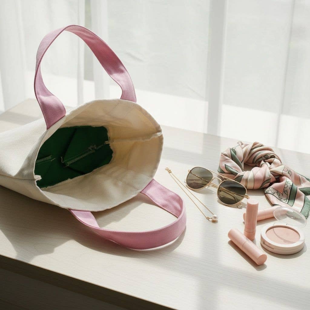 AKA Pink Green Accent Mini Canvas Tote Bag