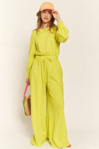 Melinda One Shoulder Terry Jumpsuit Dark Gray or Lime