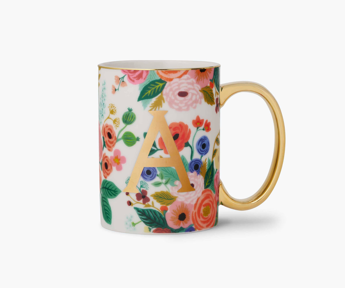 Garden Party Porcelain Monogram Initial Mug