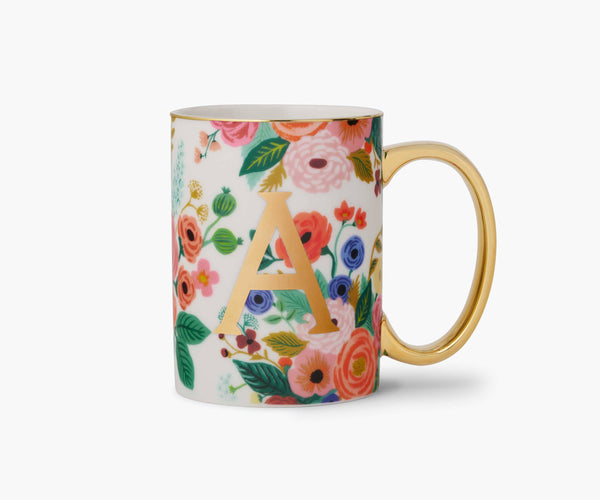 Garden Party Porcelain Monogram Initial Mug