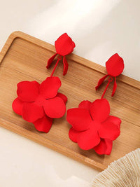Flower Shape Drop Earrings Earrings Accessories: FUCHSIA / One_size