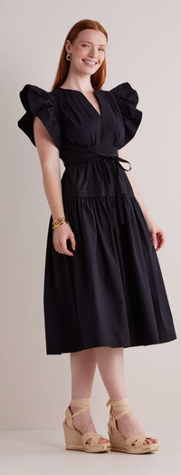 Francine Flutter Sleeve Poplin Midi Dress: Multiple colors