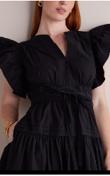 Francine Flutter Sleeve Poplin Midi Dress: Multiple colors