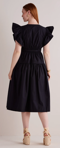 Francine Flutter Sleeve Poplin Midi Dress: Multiple colors