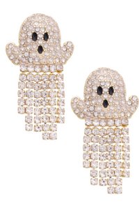 CANVAS STYLE CHARM BAR- Ghost Pavé Fringe Earrings in White